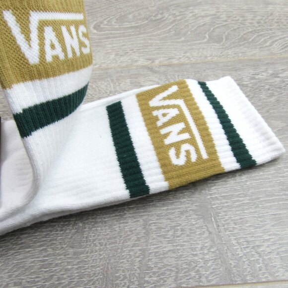 Vans Unisex Retro White Green Striped Crew Socks Mens Size 9.5 -13 (1 Pair) NEW - Picture 6 of 10